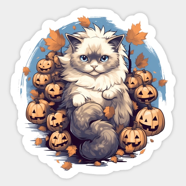Ragdoll Cat Halloween, Cat Lover Sticker by logiamerch